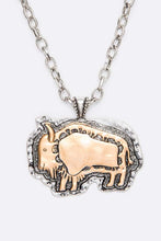Load image into Gallery viewer, 2 Tone Bull Pendant Necklace Set