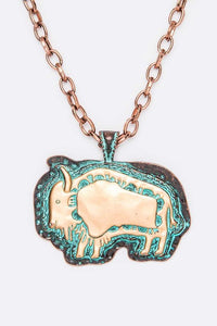 2 Tone Bull Pendant Necklace Set