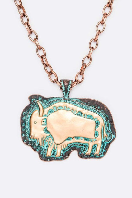 2 Tone Bull Pendant Necklace Set