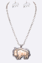Load image into Gallery viewer, 2 Tone Bull Pendant Necklace Set