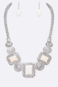 Square Stone Necklace Set
