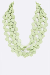 Wooden Disk Statement Layer Necklace