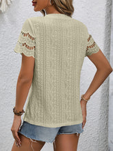 Load image into Gallery viewer, Full Size Eyelet Round Neck Short Sleeve Top