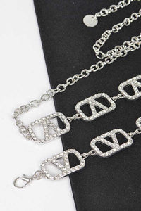 Plus Size Rhinestone Logo Chain Belt