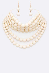 Layered Beads Statement Choker Necklace Set