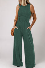 Load image into Gallery viewer, Cinched Waist Sleeveless Wide Leg Jumpsuit