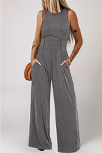 Load image into Gallery viewer, Cinched Waist Sleeveless Wide Leg Jumpsuit