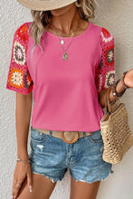Load image into Gallery viewer, Floral Crochet Short Sleeve Top