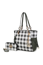 Load image into Gallery viewer, MKF Yale Checkered Tote Bag with Wallet by Mia K