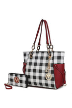 Load image into Gallery viewer, MKF Yale Checkered Tote Bag with Wallet by Mia K