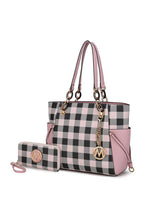 Load image into Gallery viewer, MKF Yale Checkered Tote Bag with Wallet by Mia K
