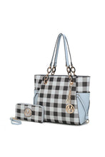 Load image into Gallery viewer, MKF Yale Checkered Tote Bag with Wallet by Mia K