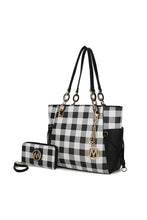 Load image into Gallery viewer, MKF Yale Checkered Tote Bag with Wallet by Mia K