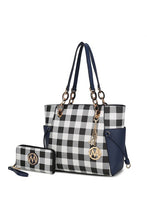Load image into Gallery viewer, MKF Yale Checkered Tote Bag with Wallet by Mia K