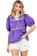 Load image into Gallery viewer, Piping Detail Babydoll Top