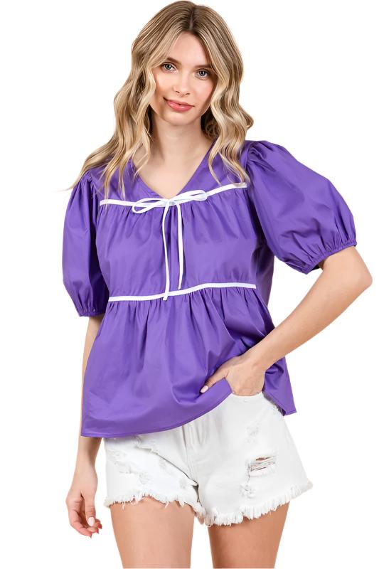 Piping Detail Babydoll Top