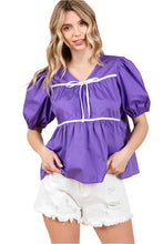 Load image into Gallery viewer, Piping Detail Babydoll Top
