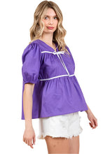 Load image into Gallery viewer, Piping Detail Babydoll Top