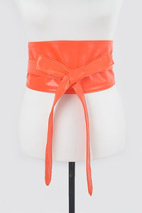 Faux Leather Wrap Around Obi Belt