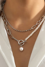 Load image into Gallery viewer, Chain with Pearl Double Layer Toggle Necklace