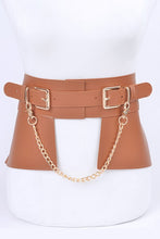 Load image into Gallery viewer, Chain Accent Faux Leather Skirt Belt