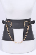 Load image into Gallery viewer, Chain Accent Faux Leather Skirt Belt