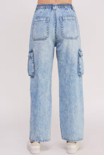Load image into Gallery viewer, HIGH WAIST BAGGY DENIM CARGO ANKLE LENGTH TROUSERS