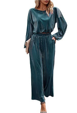 Load image into Gallery viewer, Ribbed Velvet Two-Piece Pant Set