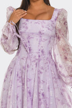 Load image into Gallery viewer, Lavender Blossom Puff Sleeve Dress