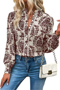 Bohemian Printed Bishop Sleeve Lace Shirt