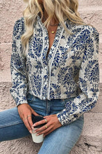 Load image into Gallery viewer, Bohemian Printed Bishop Sleeve Lace Shirt