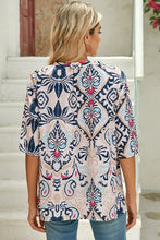 Load image into Gallery viewer, Abstract Print V-Neck Half Tulip Sleeve Blouse