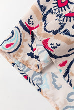 Load image into Gallery viewer, Abstract Print V-Neck Half Tulip Sleeve Blouse