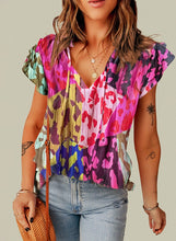 Load image into Gallery viewer, Women Leopard Flutter Sleeve V Neck Blouse
