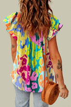 Load image into Gallery viewer, Women Leopard Flutter Sleeve V Neck Blouse