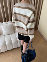 Load image into Gallery viewer, Striped round neck knit sweater