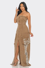 Load image into Gallery viewer, Vintage Washed Distressed Cargo Maxi Dress