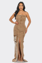 Load image into Gallery viewer, Vintage Washed Distressed Cargo Maxi Dress