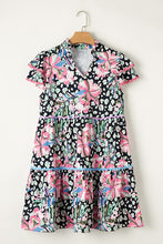 Load image into Gallery viewer, Women Floral Ricrac Embellished Tiered Mini Dress