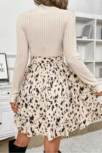 Load image into Gallery viewer, Ribbed Knit Patchwork Printed Belted A-line Dress