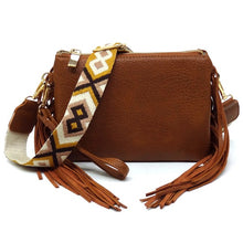Load image into Gallery viewer, Aztec Guitar Strap Fringe Clutch Crossbody Bag