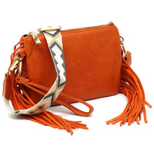 Load image into Gallery viewer, Aztec Guitar Strap Fringe Clutch Crossbody Bag