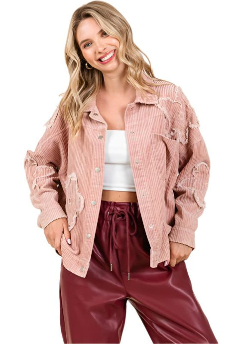 Drop Shoulder Corduroy Shacket