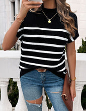 Load image into Gallery viewer, Striped rib knit short sleeve top