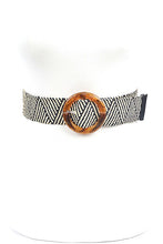 Load image into Gallery viewer, Resin Buckle Faux Straw Elastic Belt