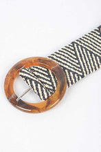 Load image into Gallery viewer, Resin Buckle Faux Straw Elastic Belt
