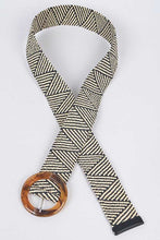 Load image into Gallery viewer, Resin Buckle Faux Straw Elastic Belt