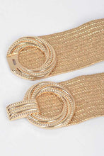 Load image into Gallery viewer, Metallic Faux Straw Elastic Belt