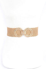 Load image into Gallery viewer, Metallic Faux Straw Elastic Belt