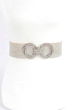 Load image into Gallery viewer, Metallic Faux Straw Elastic Belt